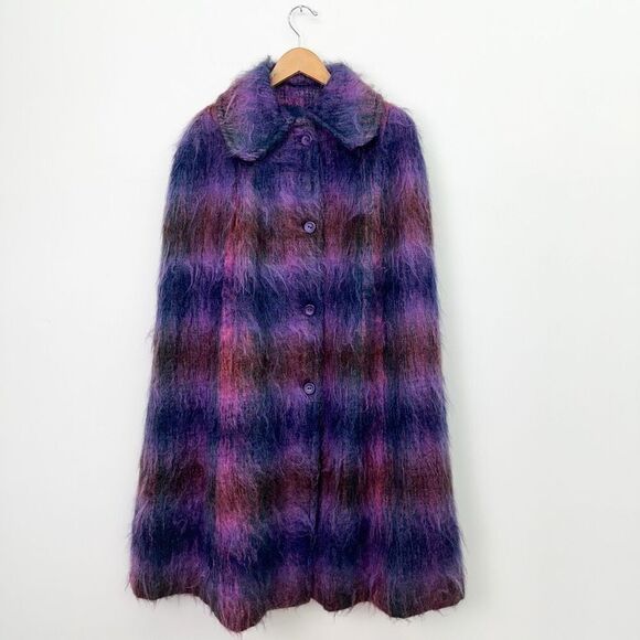 Fraser Cameron Mohair Wool Made in Scotland Blue Purple Pink Red Layered Ombre L - Picture 10 of 10